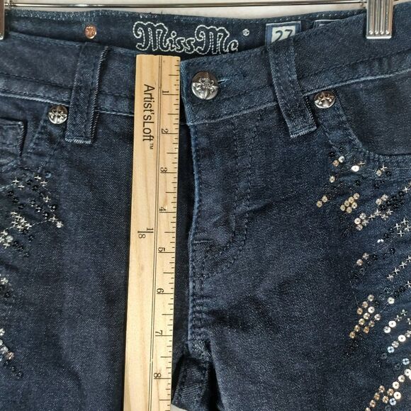 Miss Me JP7220G Women’s Jeans 27x30 Dark Wash Sequin Embellished Super Skinny - Picture 11 of 15